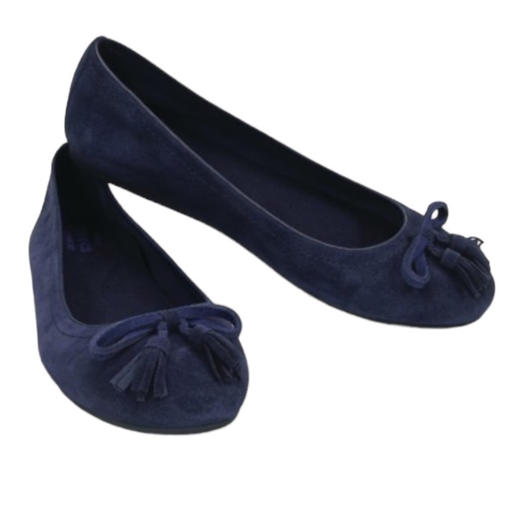 Crocs Navy Blue Suede Lina Embellished Flats